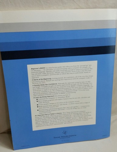 Texas Instruments TI-99/4A Computer Beginner's TI BASIC Language Manual LCB 4180