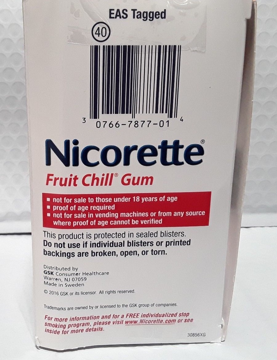 Nicorette GUM 2mg Fruit Chill 160 Pieces Nicotine 2 mg EXP 8/2020+ Distress box