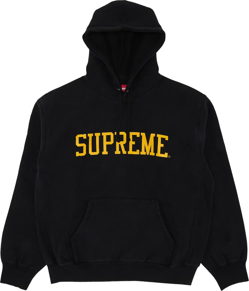 Pre-owned Supreme 23fw Varsity Hooded Sweatshirt Black Extra Large Xl Hoodie