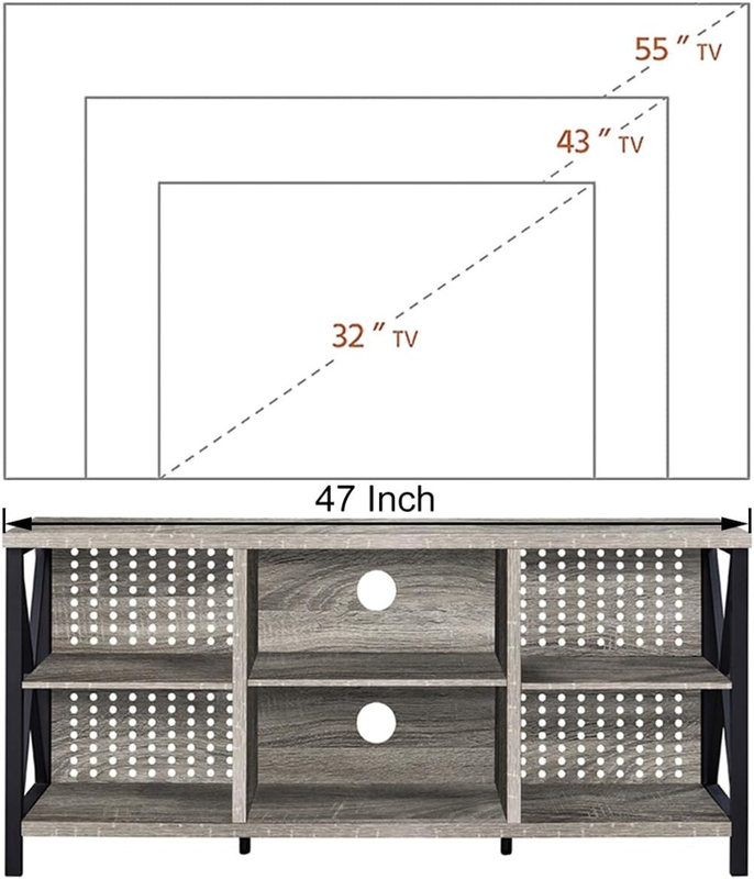 Rustic TV Stand for 55 Inch TV, Industrial Home Entertainment Center with Cabine