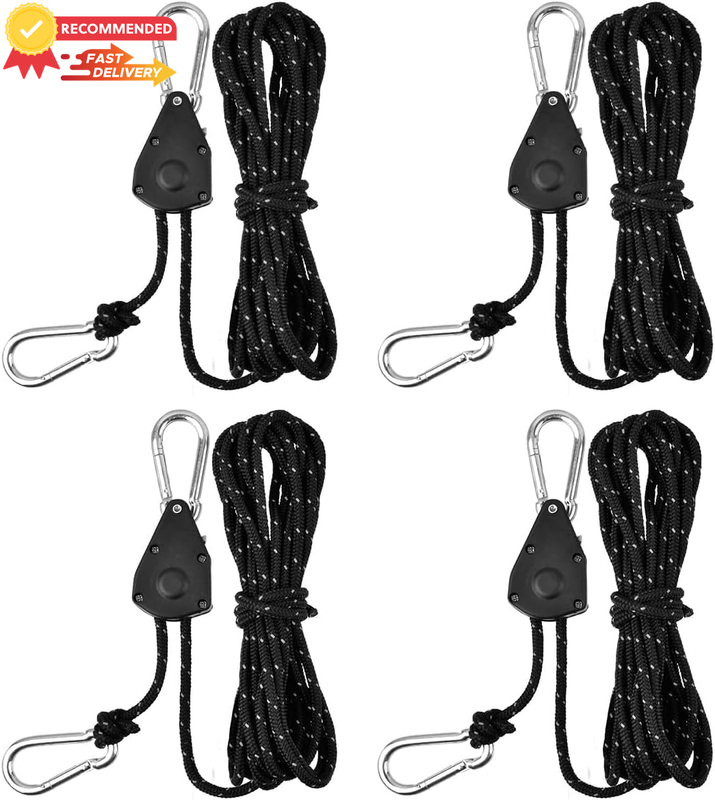 Heavy Duty Reflective Tent Guy Ropes 4-Pack with Metal Tensioner for Camping