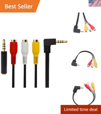 Portable 3.5mm to 3RCA Female AV Cable for Quality Audio/Video Playback - 15cm