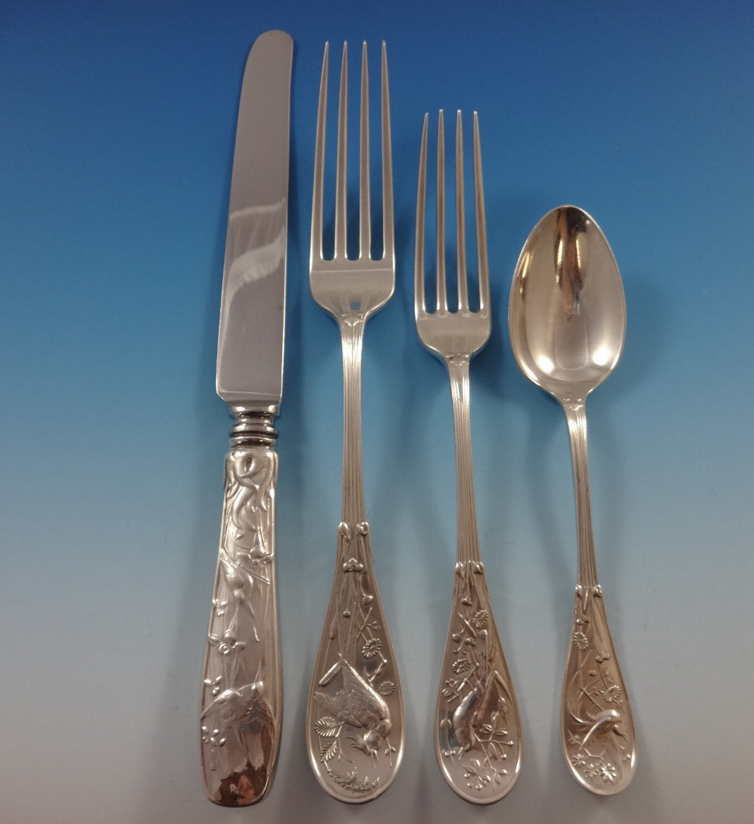 Japanese by Tiffany Sterling Silver Flatware Set Service 34 Pcs Audubon