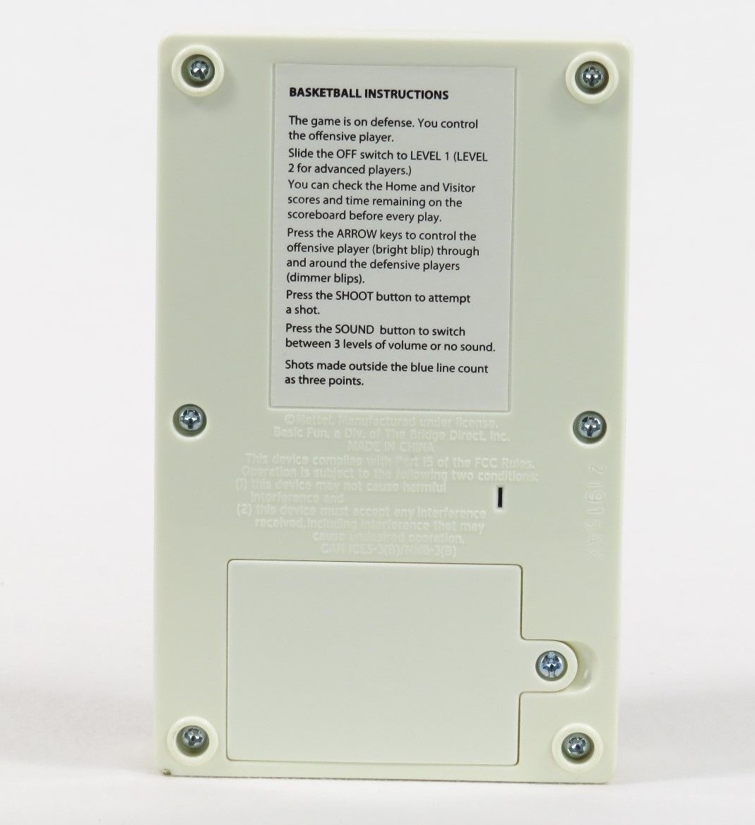 Electronic Basketball Game Handheld Mattel Classic 70s Retro White Portable Toy