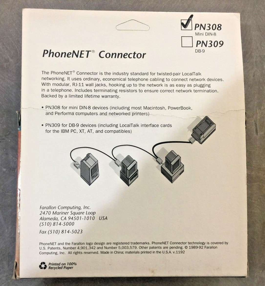 NEW Farallon PhoneNET Apple Mac Serial 2-Port RJ-11 Localtalk /Appletalk Adapter