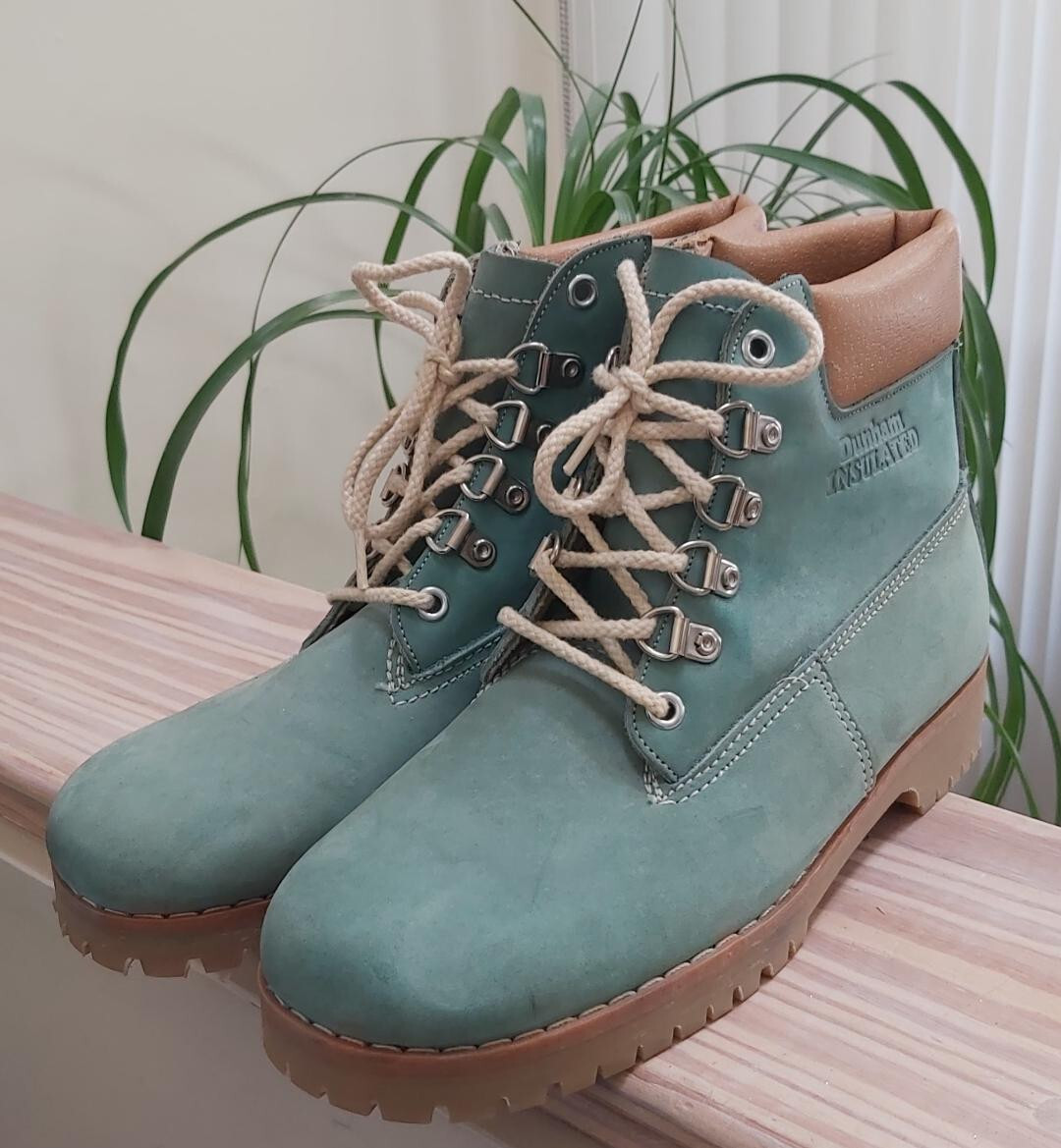 Vintage 1970s Original Dunham's Waffle Stompers Aqua Nubuck