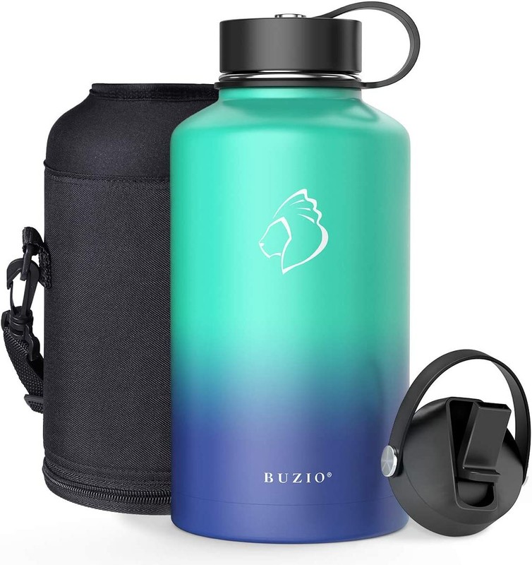 Buzio Water Bottle with Straw Lid & Flex Cap Stainless Steel Vacuum Water Flask