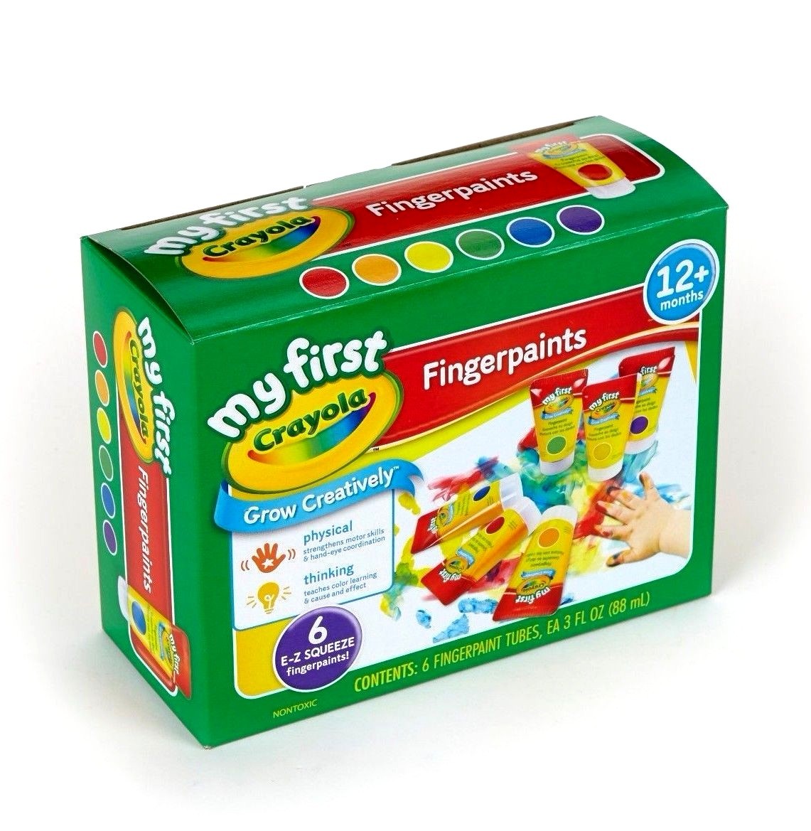 Crayola Finger Paint 81-1429 washable FingerPaint Easy Squeeze Bottles 6 Colors