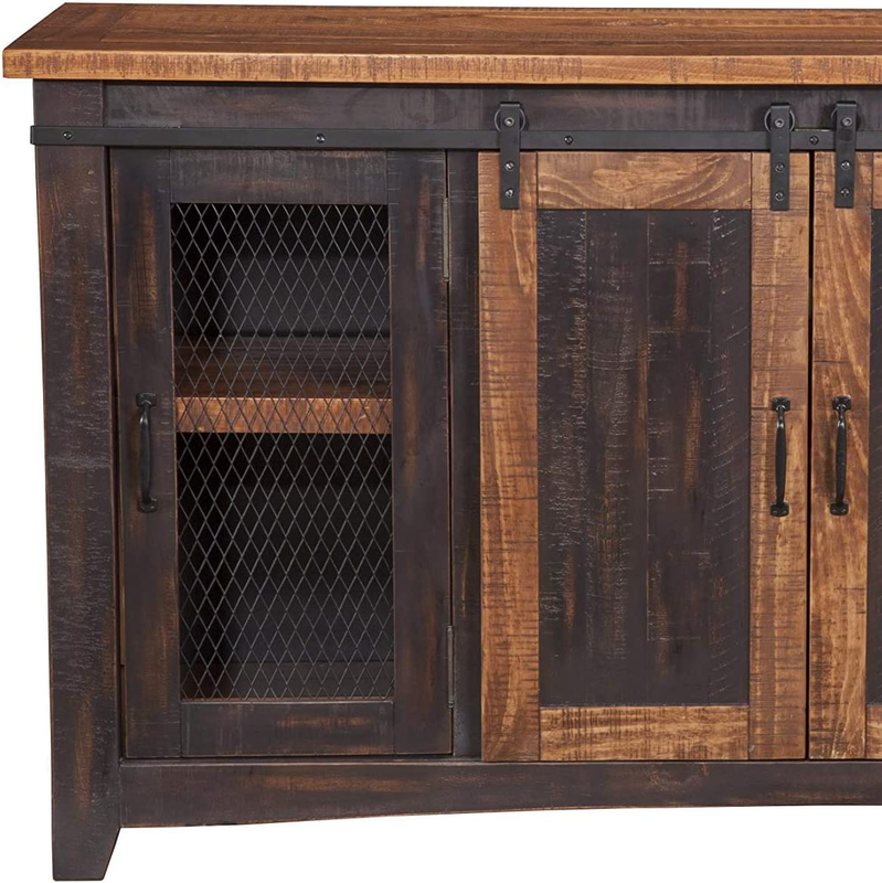 Martin Svensson Home Santa Fe 70" TV Stand | Antique Black & Aged Distressed Pin