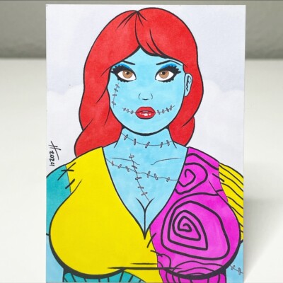 Sally Sexy Pinup Sketch Card Nightmare Before Christmas Busty Beyond Mania