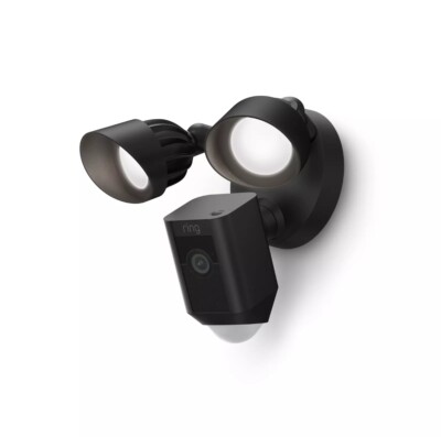 Ring Floodlight Cam Wired Plus Outdoor Wired Full HD Surveillance Camera - Black