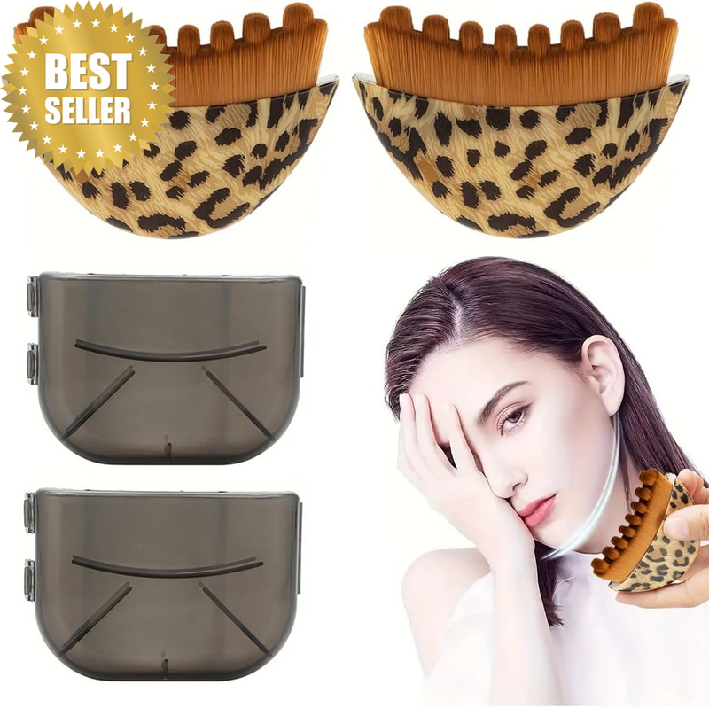 2PCS Lymphatic Contour Face Brush, Soft Bristle Facial Massage Brush for Jawline