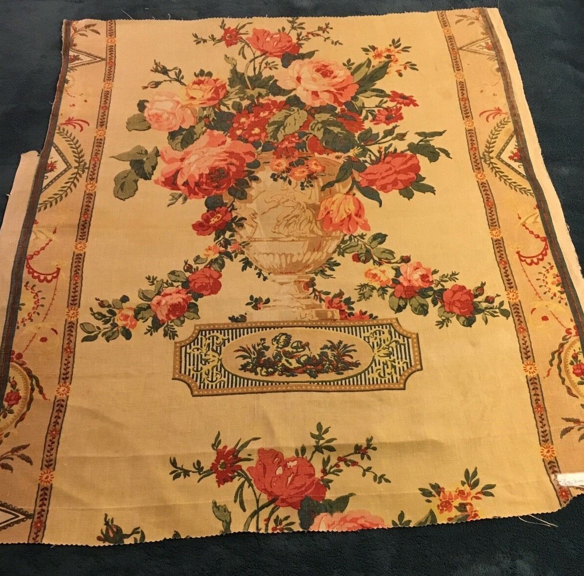 Vintage Linen Fabric - 34” X 28”