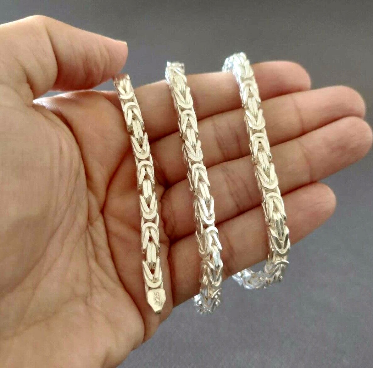 Pre-owned Handmade 5mm Mens Byzantine Rope Necklace King Chain 925 Sterling Silver 85gr 25.19inch
