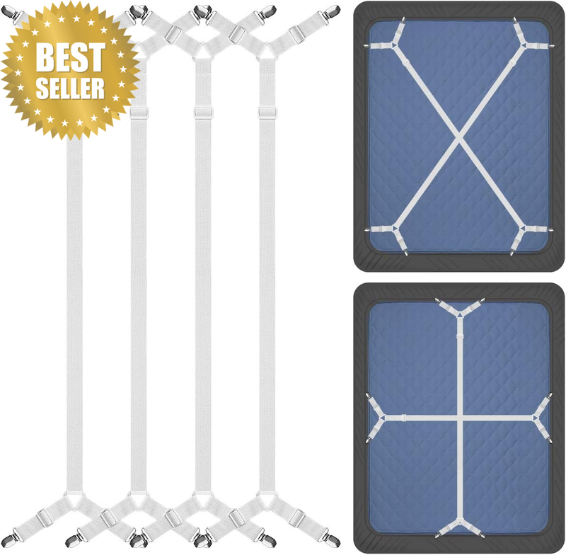 Bed Sheet Holder Straps, Adjustable Elastic Crisscross Bed Sheet Fastener Straps