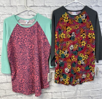 Lularoe Randy Lot of 2 tops raglan shirts womens 2XL ALL NEW baseball floral