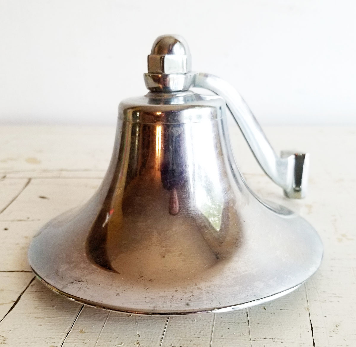 vtg Ship Bell Nautical Marine Boat Dinner Bell - silver plated brass ?
