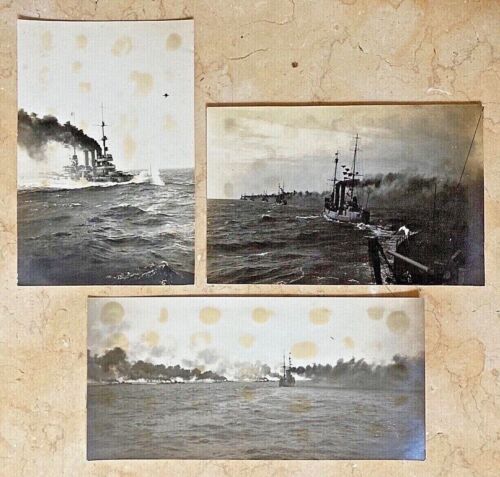(3) ORIGINAL - WW1 IMPERIAL GERMAN HIGH SEAS FLEET MANEUVERS PHOTOS c1916