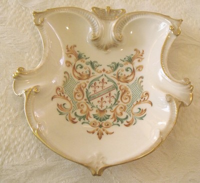 Vintage Lenox Coat of Arms Crest Shield Cream Bone China Dish Gold Trim USA 7x6