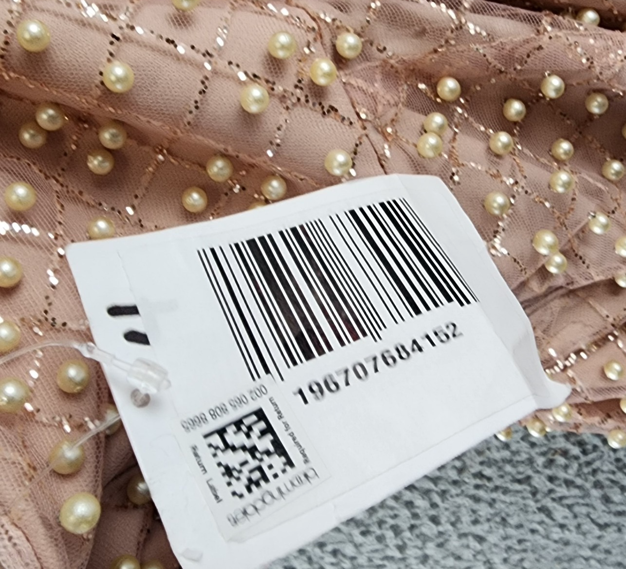 Liv Foster Pearl On Mesh Column Gown Women's 4 Pink Sleeveless Back Zip Closure~ - Picture 9 of 12