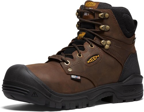 Pre-owned Keen Utility Men's Independence 6" Composite Toe Internal Metatarsal Guard... In Dark Earth/black