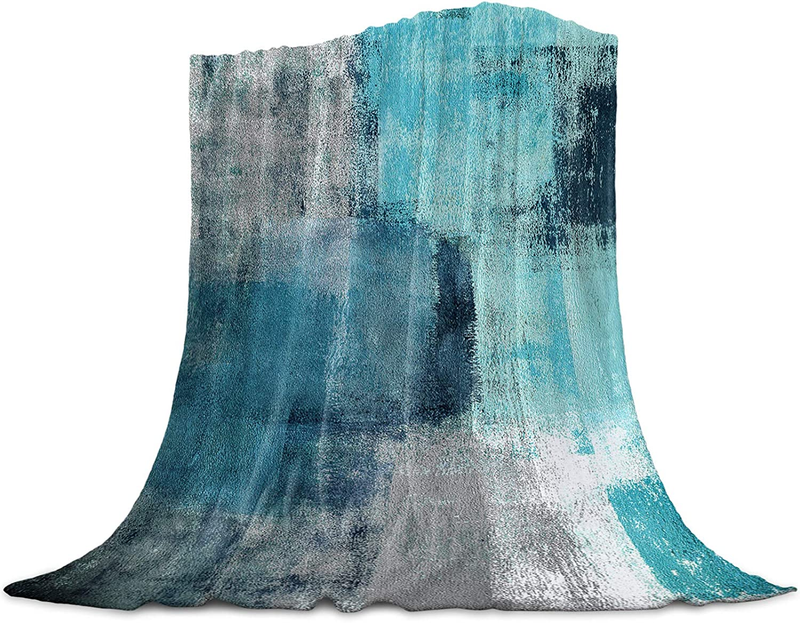 Turquoise Blanket Gray Aqua Abstract Paint Art Graffiti Lattice Super Soft Breat