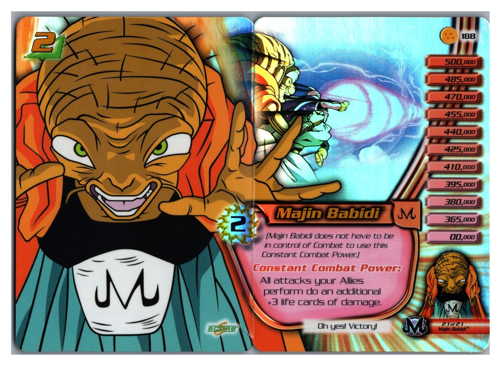 1x DBZ CCG MAJIN BABIDI LV1 & LV2 BUU SAGA 187 188 HI-TECH