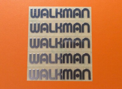 5 pcs Walkman Logo Silver Chrome Color Decal Sticker 6mm x 40 mm