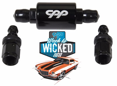 CPP's Universal Power Steering Fluid In-line Filter w/ -6AN Push Lock Fittings