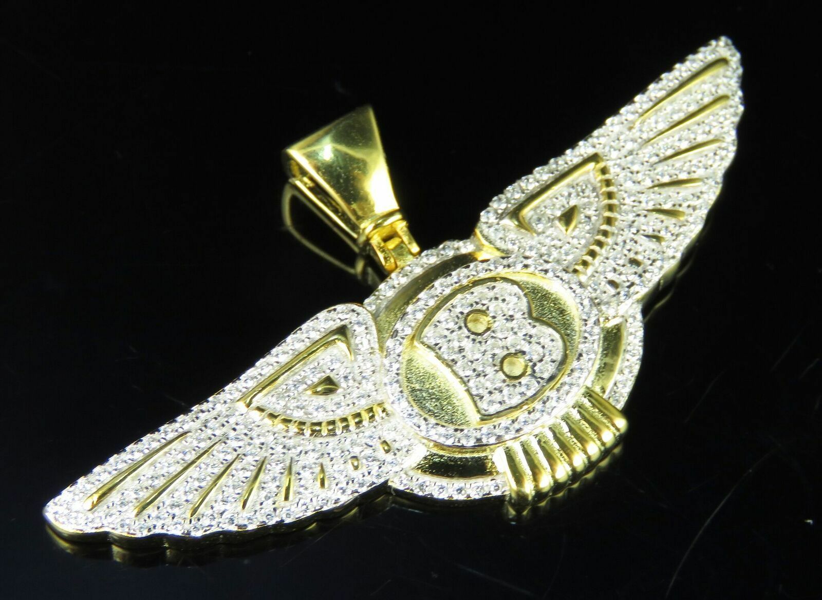 Pre-owned Online0369 2.18 Ct Pass Tester Moissanite Flying B Wings Men's Charm Pendant Silver In White