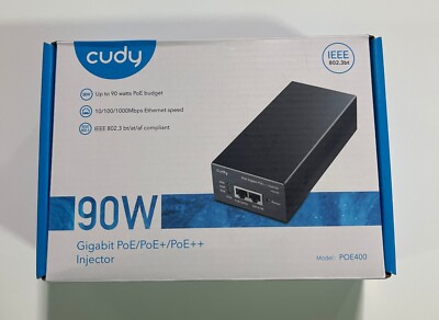 New 1-pc CUDY 90W Gigabit POE/POE+/POE++ Injector 10/100/1000Mbps POE400
