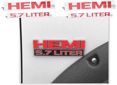 HEMI 5.7 LITER Fender Badge Overlay Decals (pair) for Ram