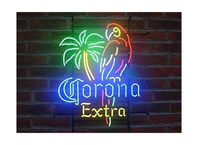 Eletina New 20''x16'' CORONAS PARROT EXTRA PALM TREE Neon Sign Man Cave Signs S...