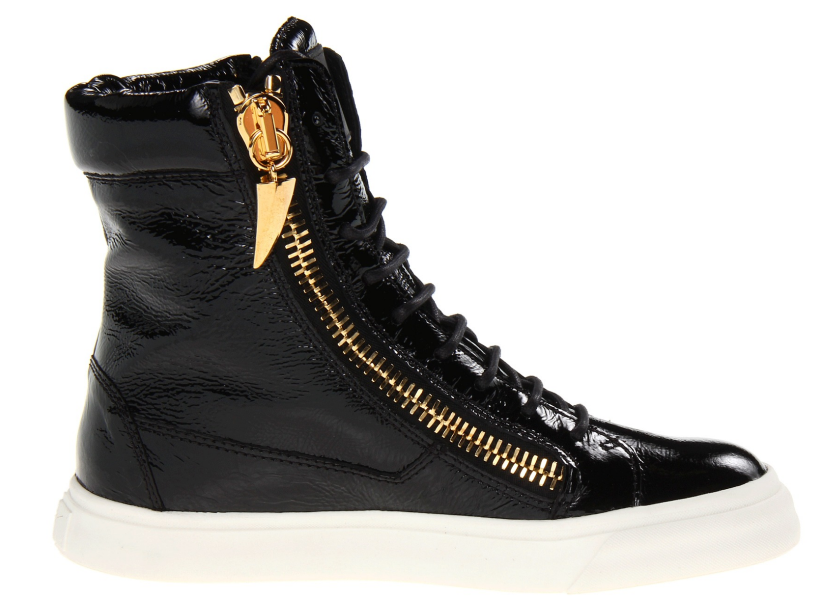 Pre-owned Giuseppe Zanotti Patent Leather London Sneakers Trainers High Top Shoes 41 In Black