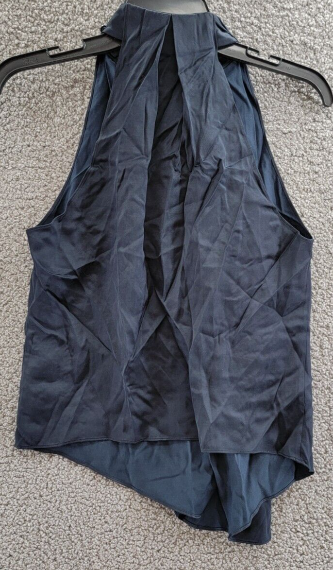 A.L.C. Erin Mock Neck Draped Top Women's 2 Dark Sapphire Sleeveless Pullover - Picture 9 of 15