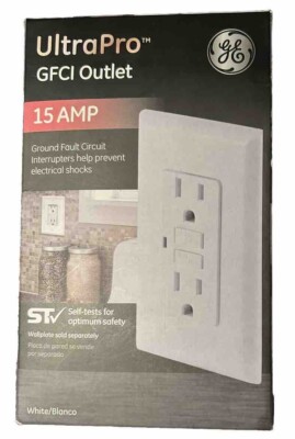 GE Ultra Pro GFCI Outlet 15 AMP White #32073 NEW/Open Box
