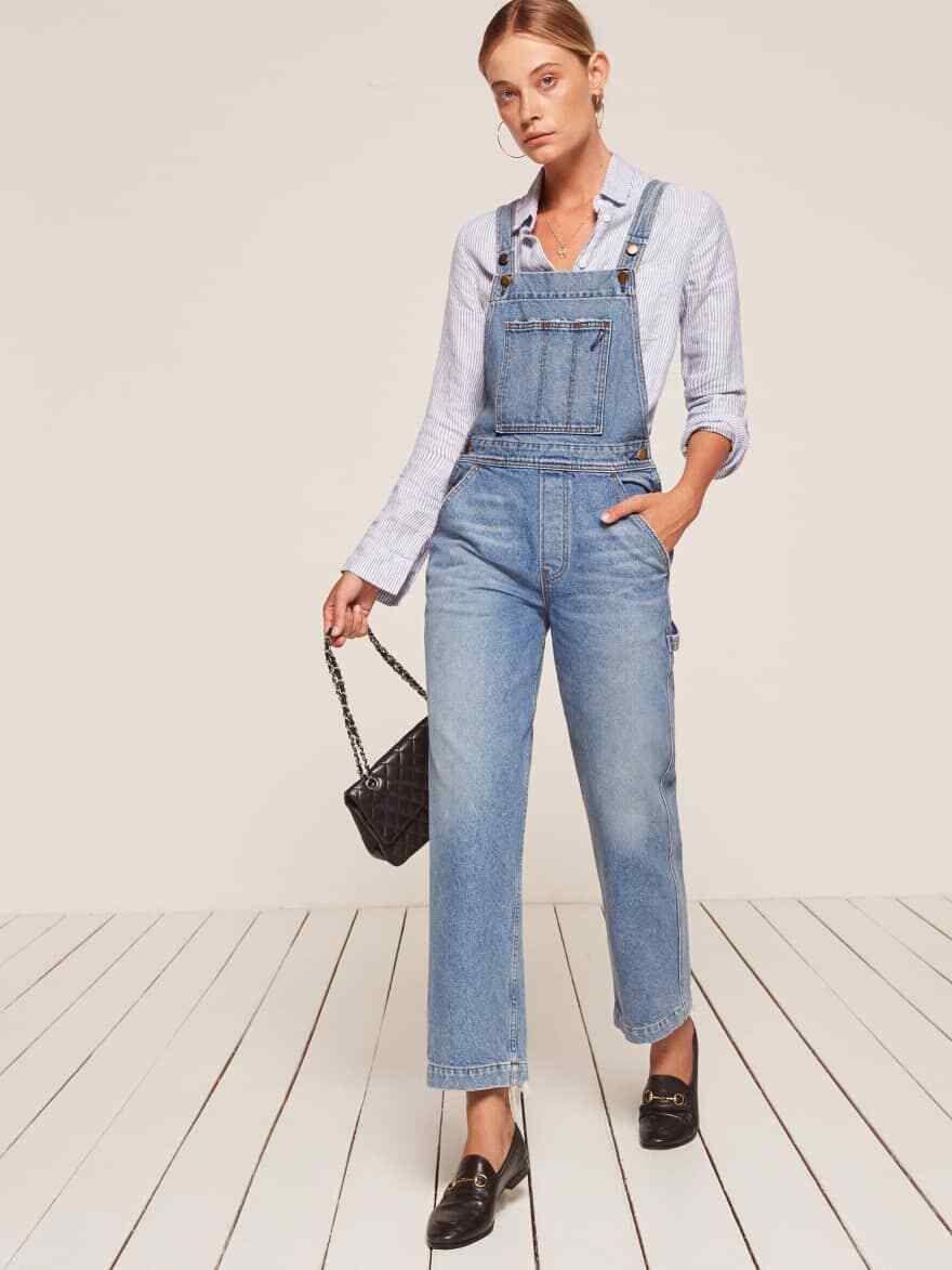 

NEW REFORMATION Бристольский синий джинсовый комбинезон SMITH Jeans Комбинезон  ~ L