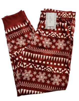 Lularoe Snowflake Large Jax Joggers Drawstring Pant Holiday Christmas Red NEW!
