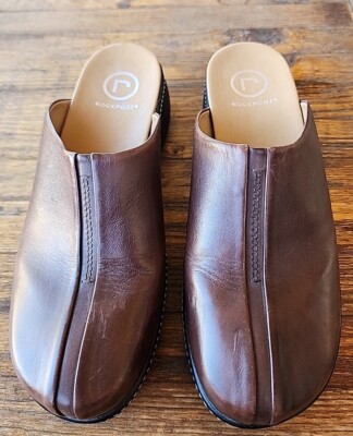 ROCKPORT WOMENS BROWN LEATHER MULE TYPE CLOG SHOE SIZE 7 1/2 BRAZIL