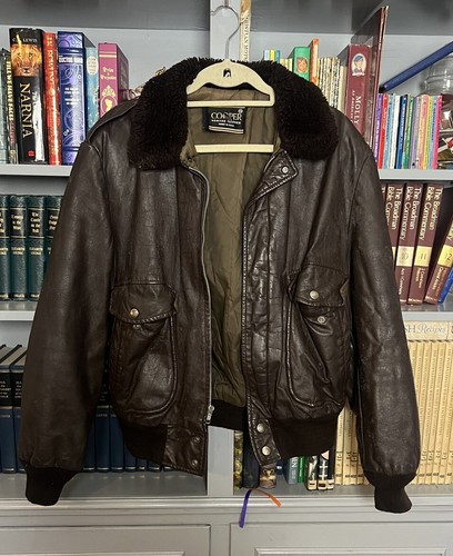 Vtg 1960's COOPER Leather Bomber Jacket sz 40R Brown IDEAL