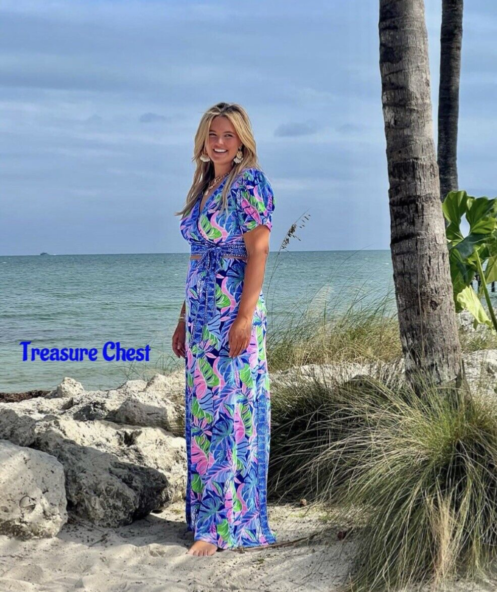 Pre-owned Lilly Pulitzer Sailynn Maxi Set Beleaf In Yourself $258 Size Xl In Multicolor