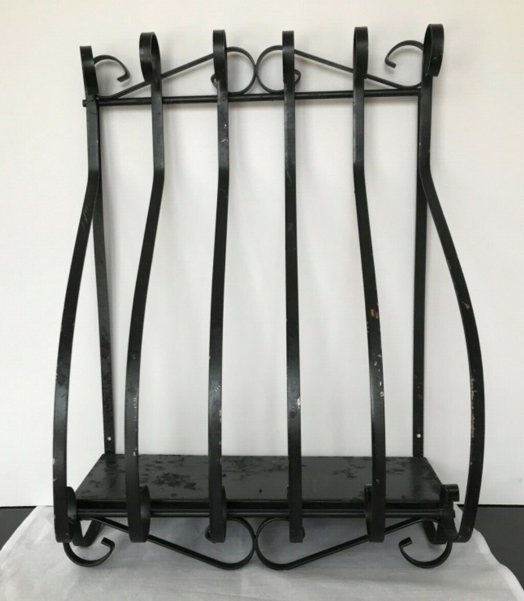 Vintage Black Wrought Iron Bow Balcony Window Guard Planter