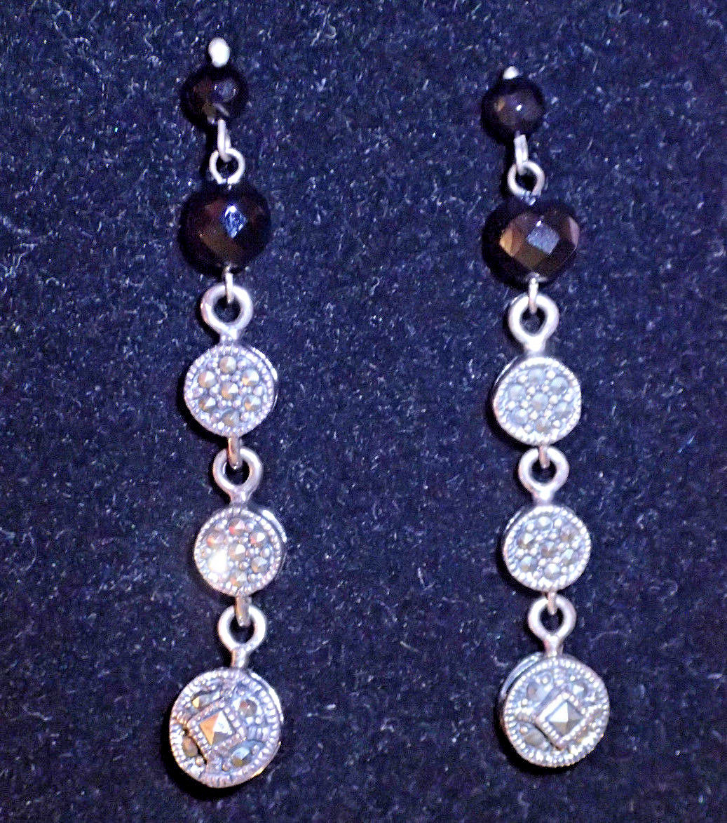 Marcasite Earrings And .925 Pendant With Red Stone