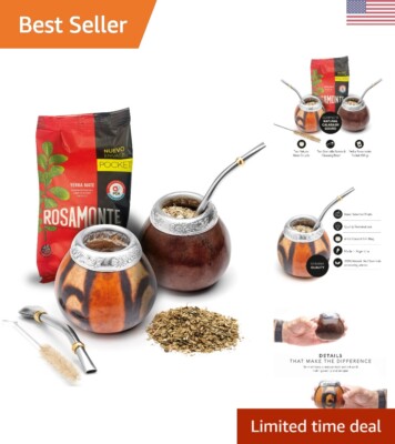 Set of 2 Yerba Mate Gourd and 1 Pack of 100gr - 3.5OZ of Yerba Mate - Yerba M...