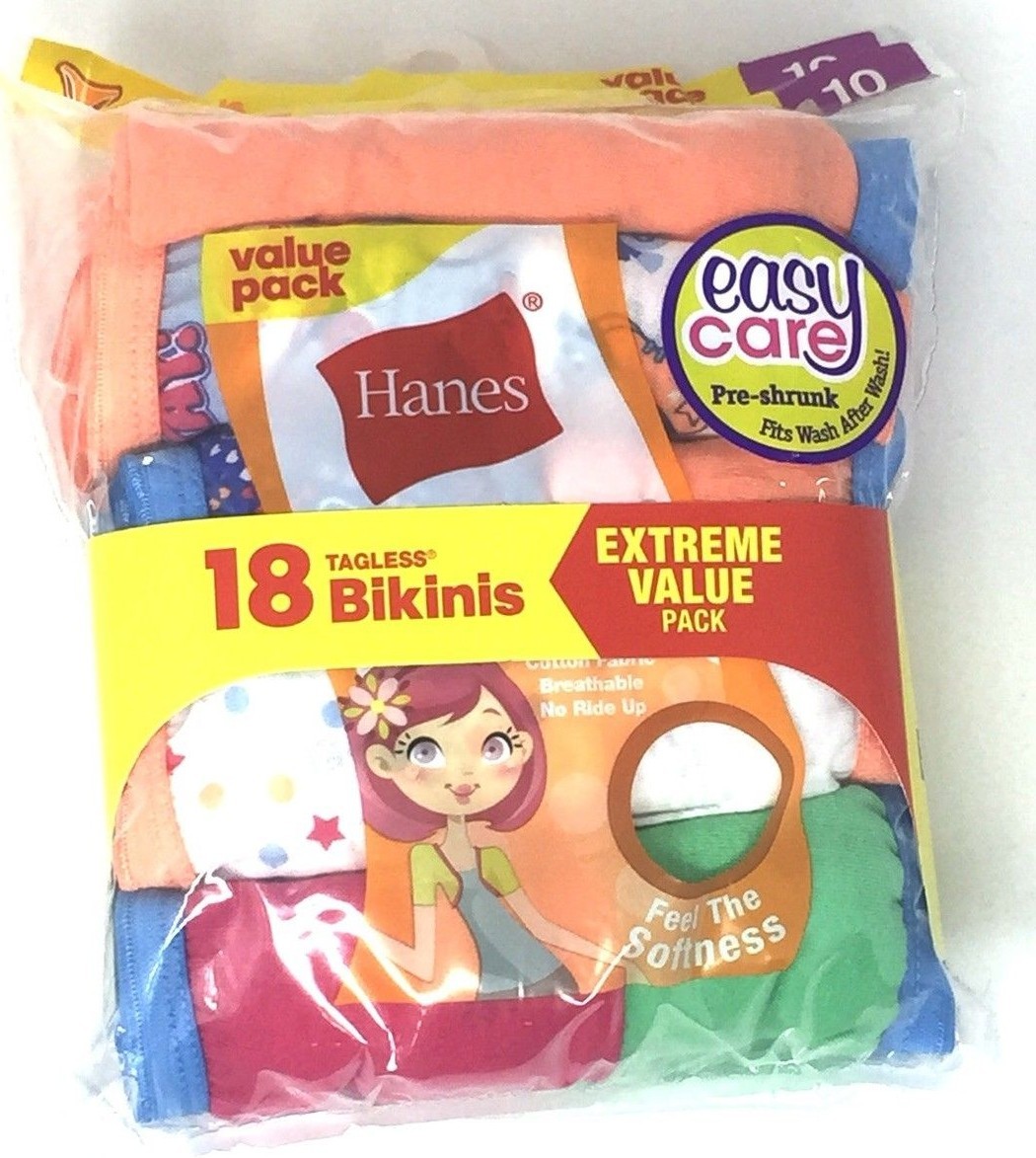 HANES Girls’ Underwear Bikinis 18pk Assorted