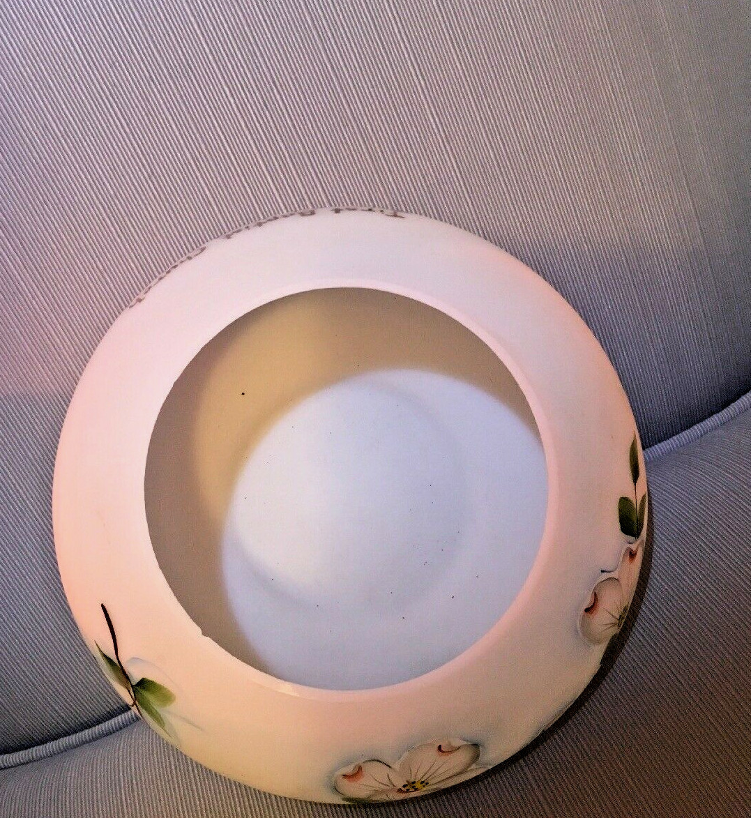 Hand Painted Artist Signed Art Glass Biscuit  Ginger Cracker Jar Satin Glass