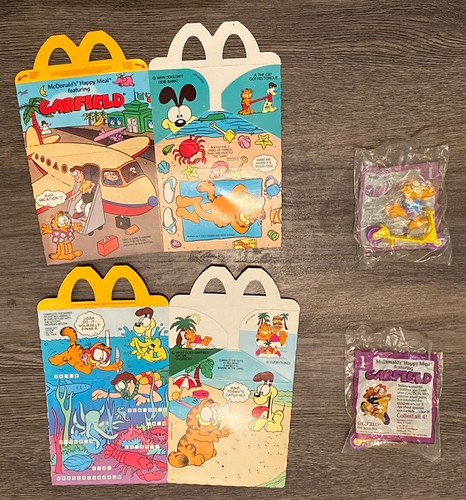 2 1988 McDonald's Happy Meal Boxes Cartons Airplane Garfield
