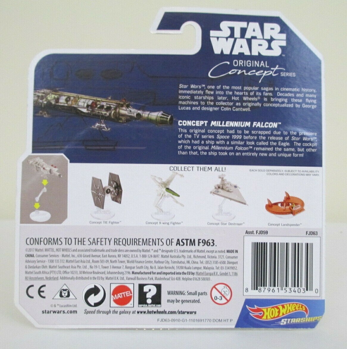 Hot Wheels Star Wars Concept Series Millennium Falcon 1/5 Factory Sealed #F