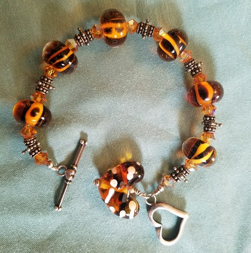 Czech Glass Bracelet with 925 Sterling Silver Toggle 7