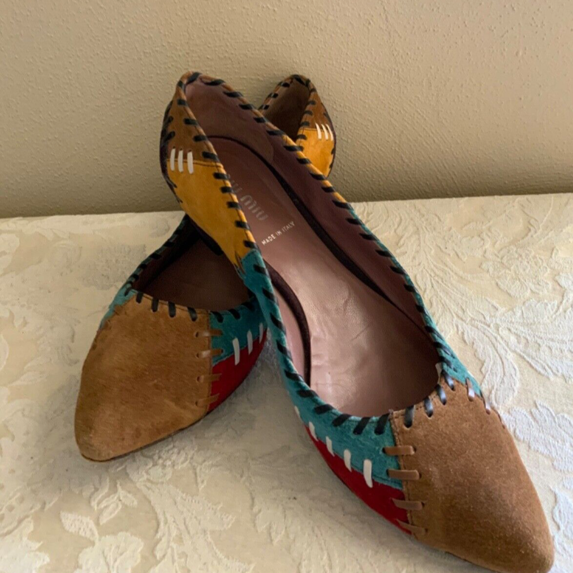 ❤️ VTG Prada MIU MIU sz 37.5 Gorgeous Patchwork suede